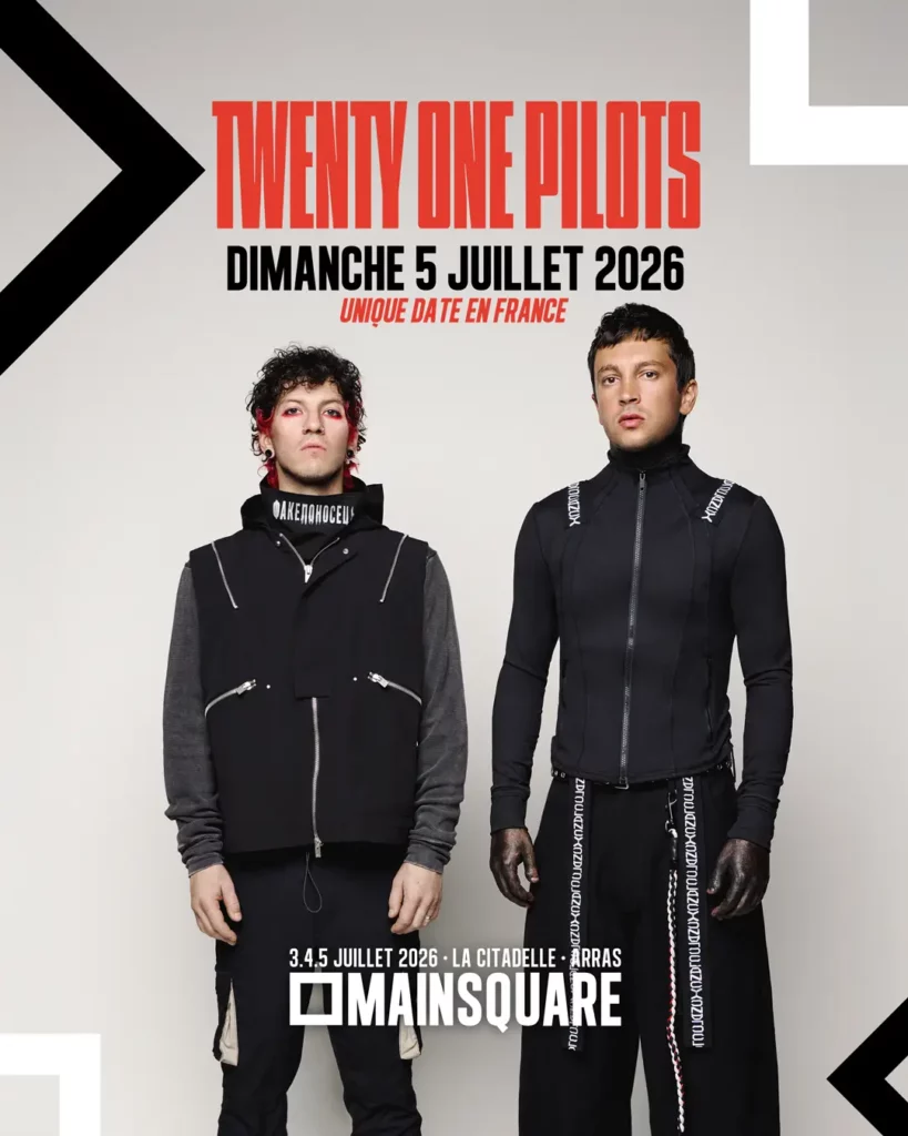 Affiche annonçant le concert de Twenty One Pilots au Main Square Festival le 5 juillet 2026.